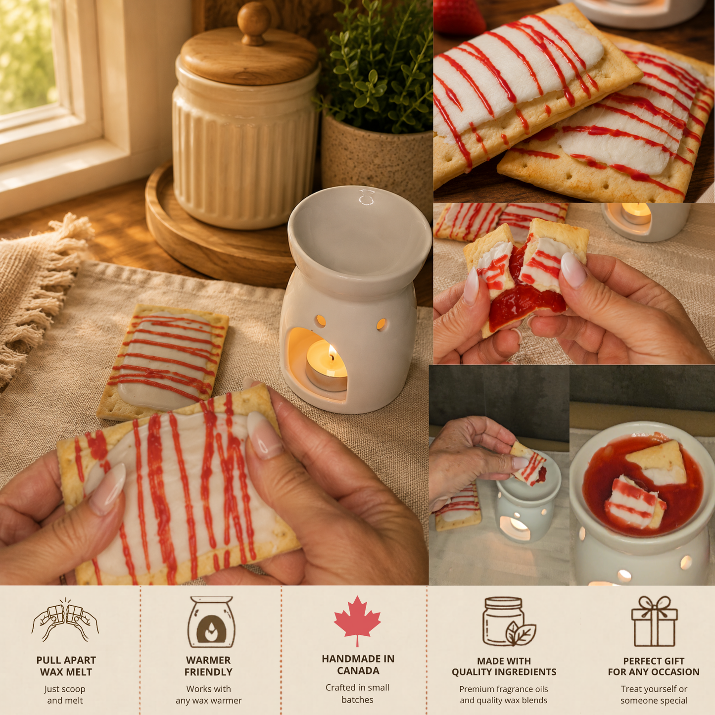 Strawberry Toaster Pastry (2 pack) | Pull Apart Wax Melt